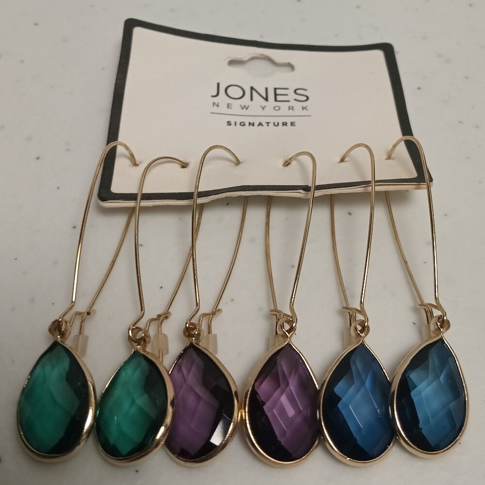JONES NEW YORK SIGNATURE THREE TEARDROP EARRINGS SET